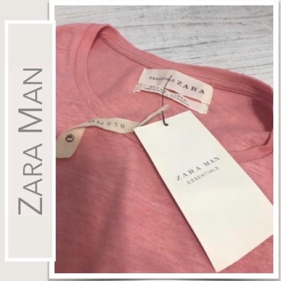 Zara Other - Zara Man Essentials Pink Linen Blend T-Shirt NWT